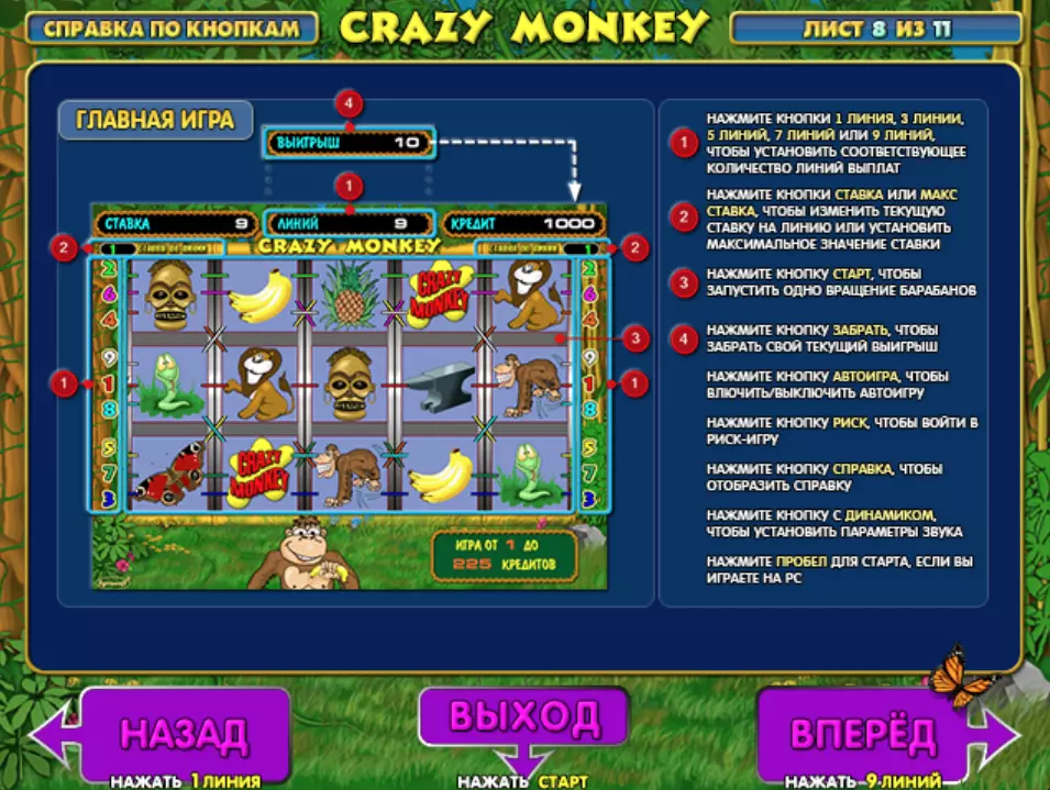 Геймплей автомата Крейзи Манки